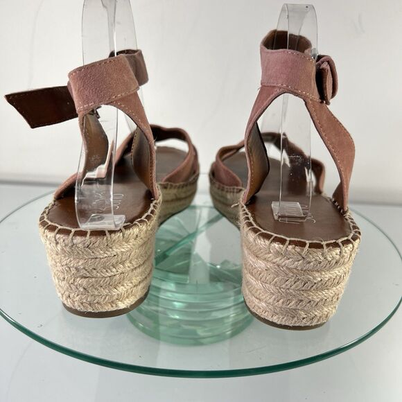 Franco Sarto Pellia Espadrille Wedge Pink Faux Suede Ankle Strap Sandal - Picture 4 of 6